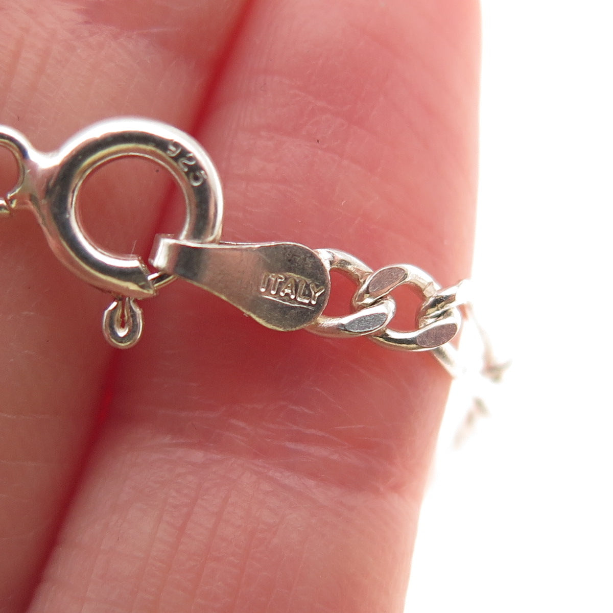 925 Sterling Silver Italy Figaro Link Bracelet 7"