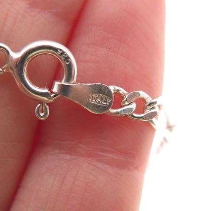925 Sterling Silver Italy Figaro Link Bracelet 7"