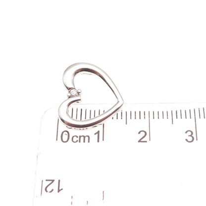 925 Sterling Silver Round-Cut C Z Heart Mini Slide Charm Pendant