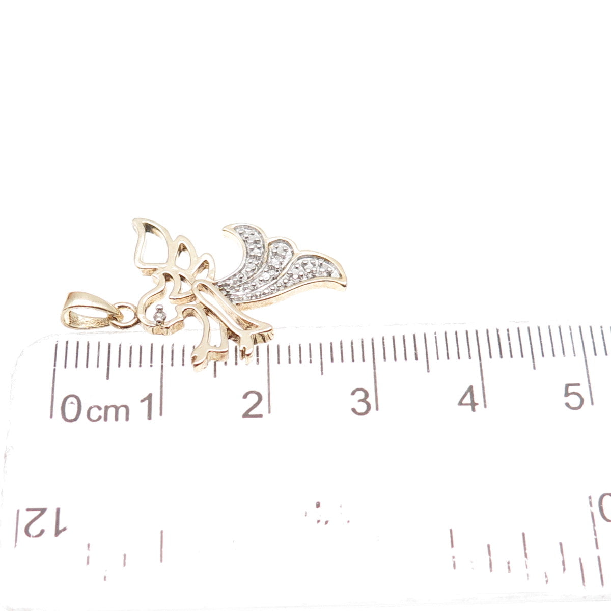 Ross Simons 925 Sterling Silver 2-Tone Real Diamond Accent Angel Charm Pendant