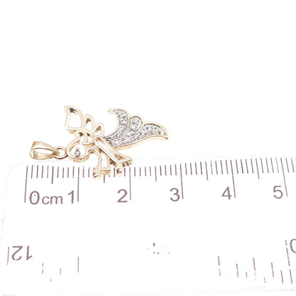 Ross Simons 925 Sterling Silver 2-Tone Real Diamond Accent Angel Charm Pendant
