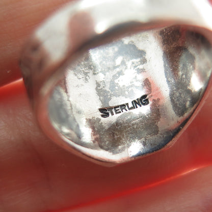 925 Sterling Silver Antique 1948 Enamel St. Louis School Oxidized Ring Size 6