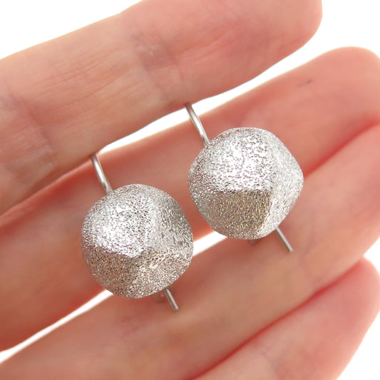 925 Sterling Silver Vintage Italy Modernist Textured Drop Bead Earrings