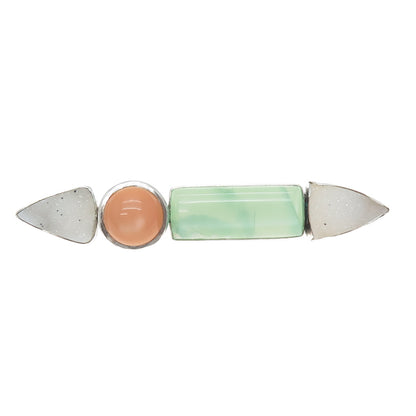 JODIE ARAGONA 925 Sterling Vintage Real Druzy & Optic Fiber Cat's Eye Pin Brooch