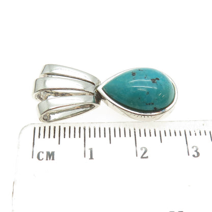 925 Sterling Silver Vintage S&G Real Pear-Cut Turquoise Modernist Pendant