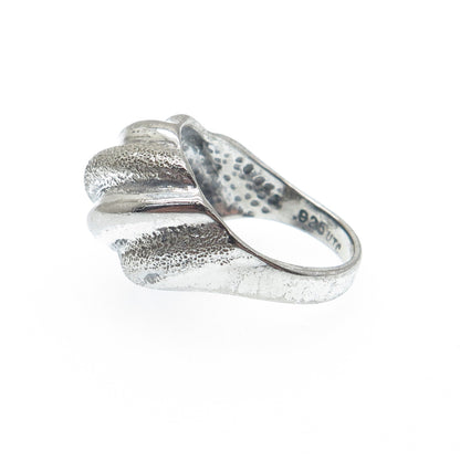 925 Sterling Silver Vintage Modernist Ribbed Dome Oxidized Ring Size 8
