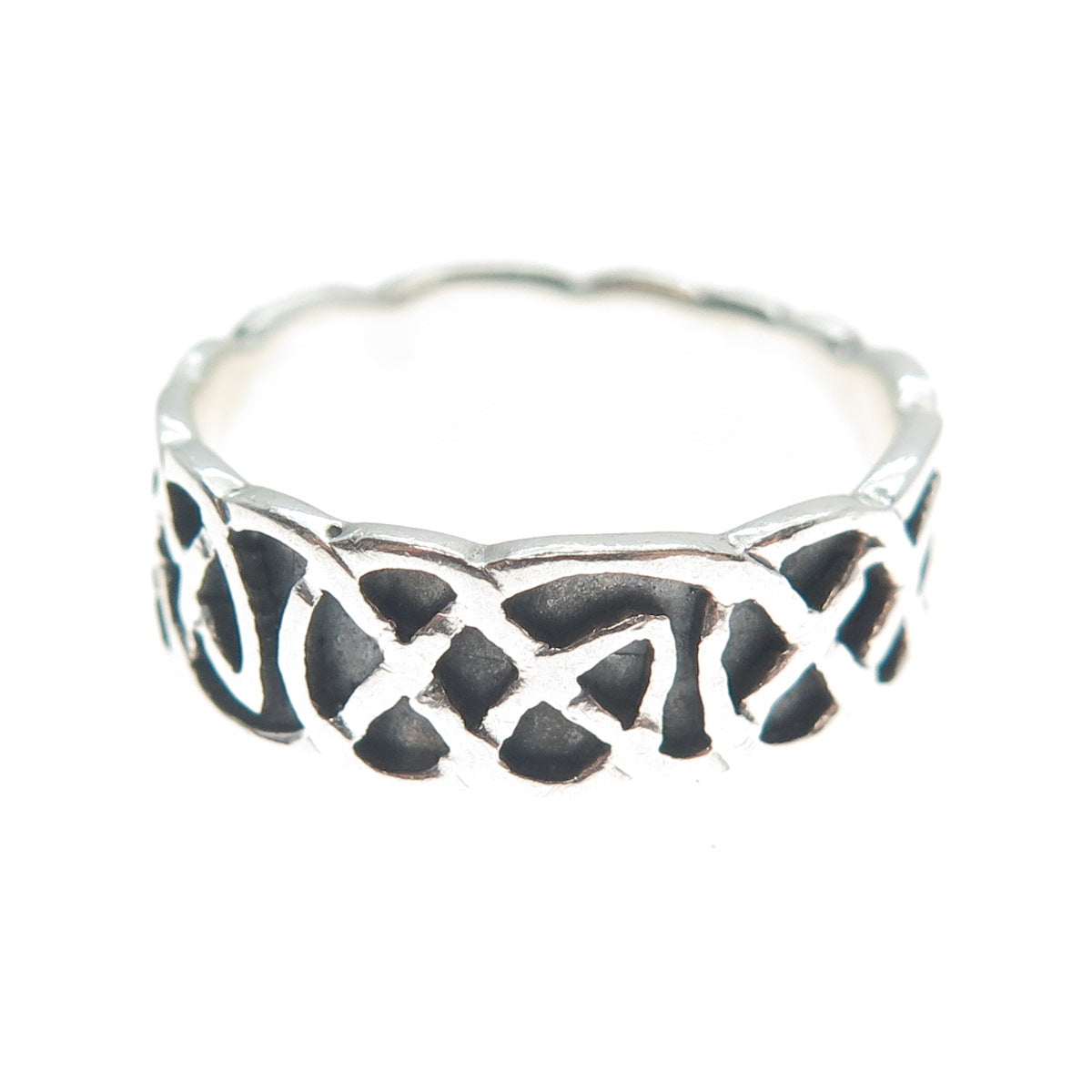 925 Sterling Silver Vintage Celtic Knot Band Oxidized Ring Size 8.25