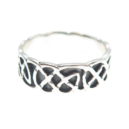 925 Sterling Silver Vintage Celtic Knot Band Oxidized Ring Size 8.25