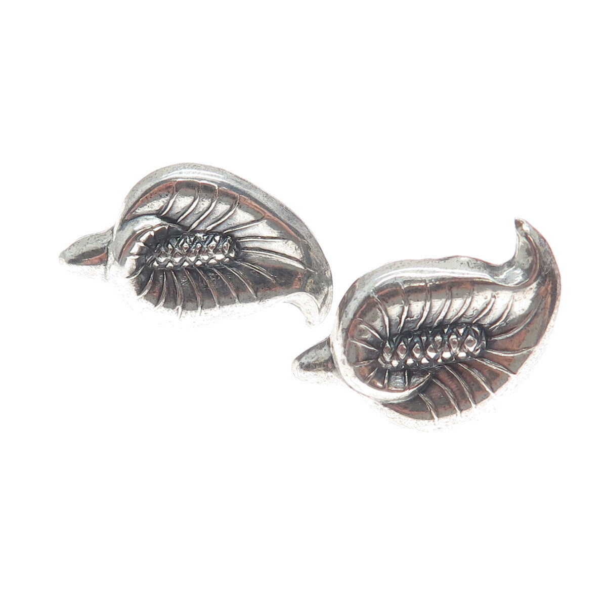 925 Sterling Silver Antique Calla Lily Flower Oxidized Screw Back Earrings