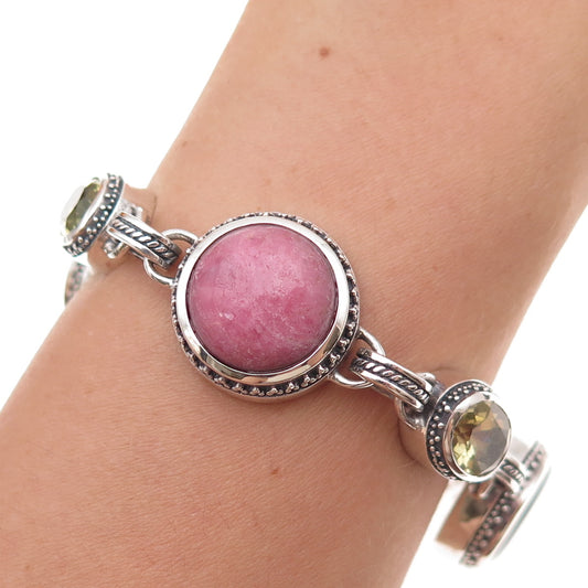 Lori Bonn 925 Sterling Silver Vintage Real Multi-Color Gem Bracelet 7.25"