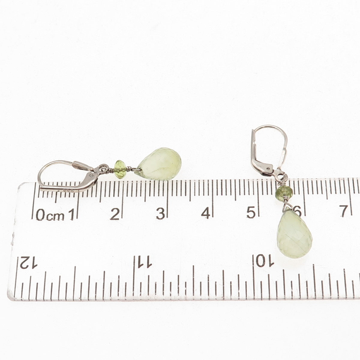 925 Sterling Silver Vintage Real Peridot Teardrop Dangle Earrings