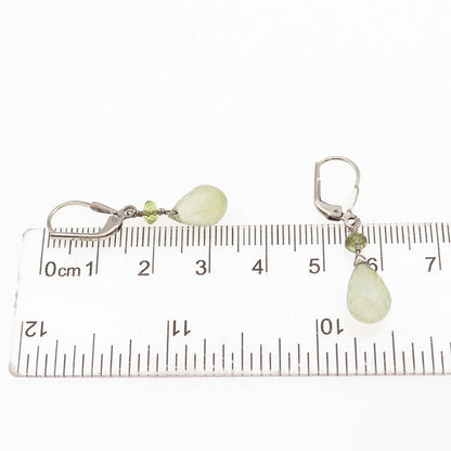 925 Sterling Silver Vintage Real Peridot Teardrop Dangle Earrings