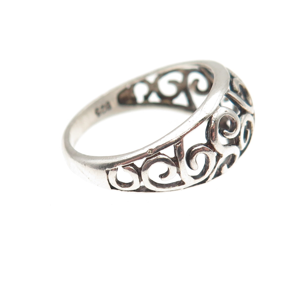 Nevada 925 Sterling Silver Vintage Swirl Dome Ring Size 8.25