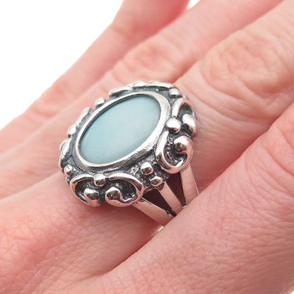 Chateau D’Argent 925 Sterling Silver Vintage Real Amazonite Ring Size 7.25