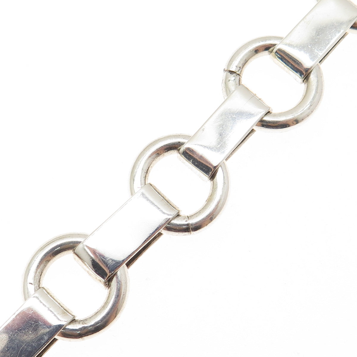 925 Sterling Silver Vintage Gate Rolo Link Bracelet 6.75"
