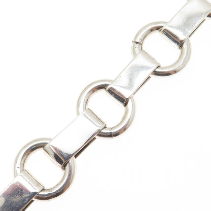 925 Sterling Silver Vintage Gate Rolo Link Bracelet 6.75"