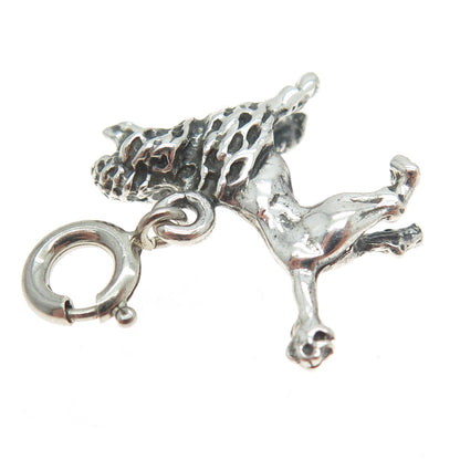925 Sterling Silver Vintage Poodle Dog Spring Ring Lock Charm Pendant