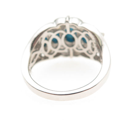 Chuck Clemency 925 Sterling Silver 2-Tone Real Turquoise Apatite Ring Size 8.25