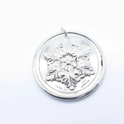 925 Sterling Silver Vintage Lunt 1976 Floral Ornament