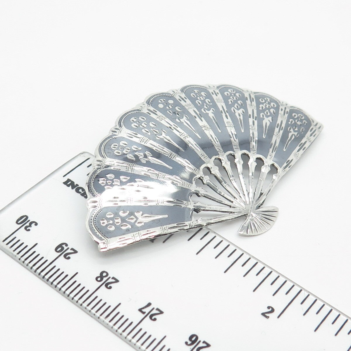 925 Sterling Silver Vintage SIAM Fan Pin Brooch