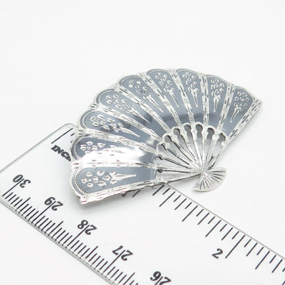 925 Sterling Silver Vintage SIAM Fan Pin Brooch