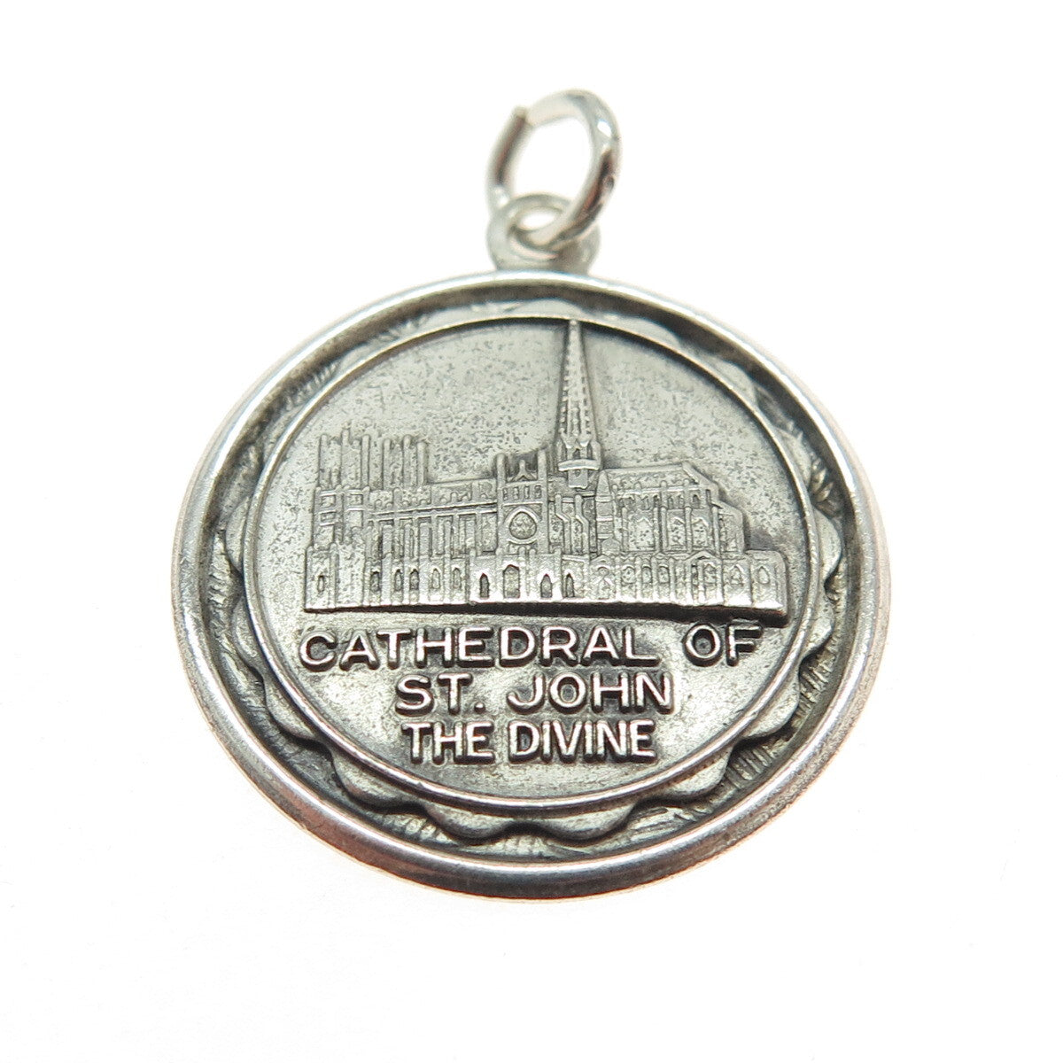 BRUCE 925 Sterling Silver Antique Cathedral of St. John The Divine Charm Pendant
