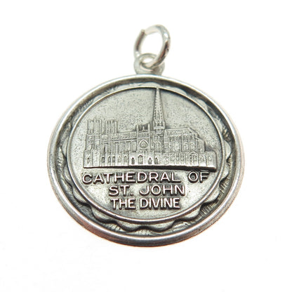 BRUCE 925 Sterling Silver Antique Cathedral of St. John The Divine Charm Pendant