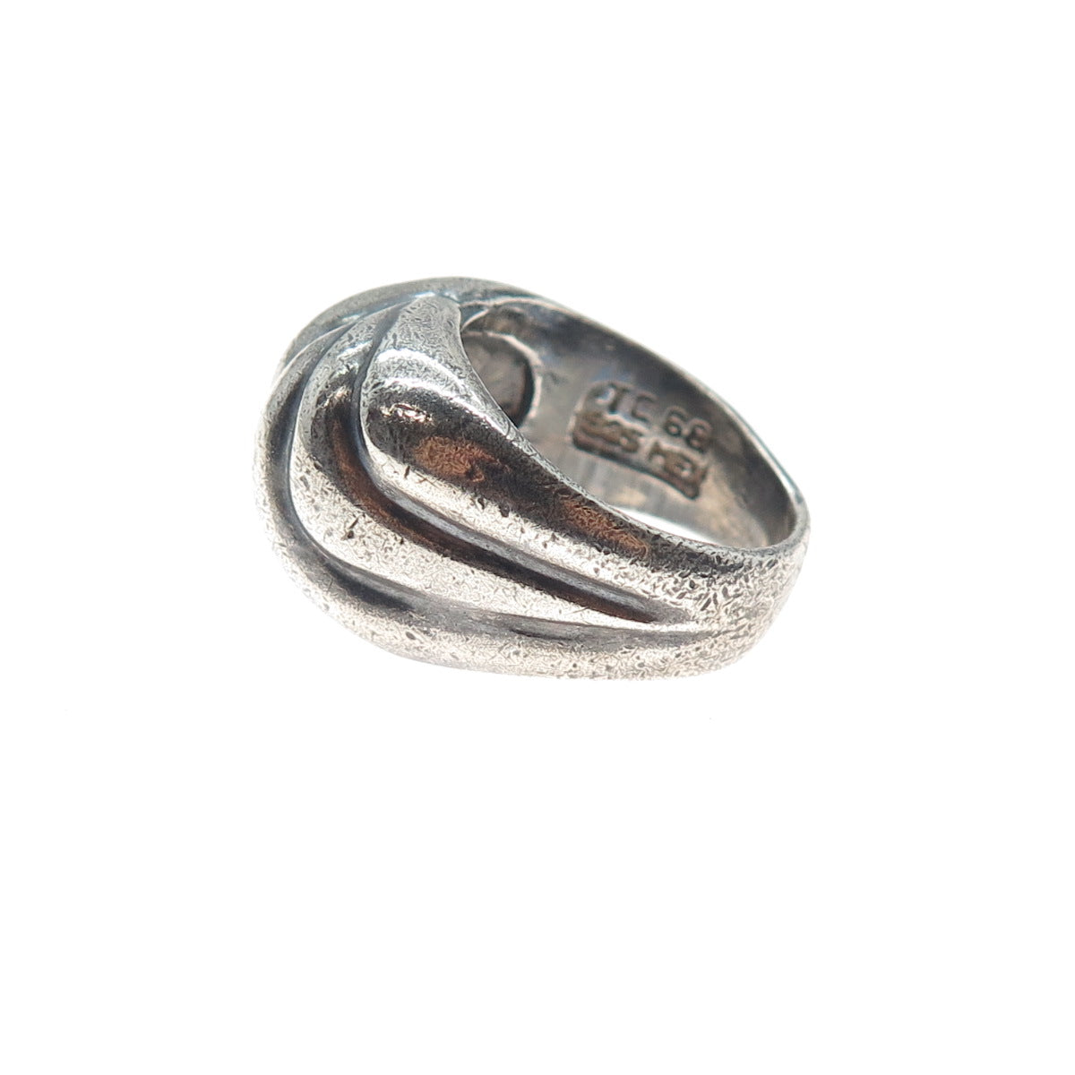 925 Sterling Silver Vintage Mexico Modernist Oxidized Ring Size 7.5