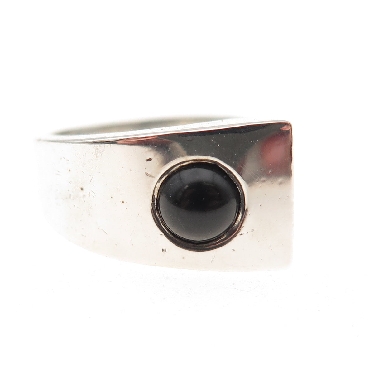 Pejois 925 Sterling Silver Vintage Real Black Onyx Modernist Ring Size 7