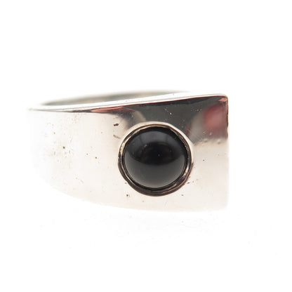 Pejois 925 Sterling Silver Vintage Real Black Onyx Modernist Ring Size 7