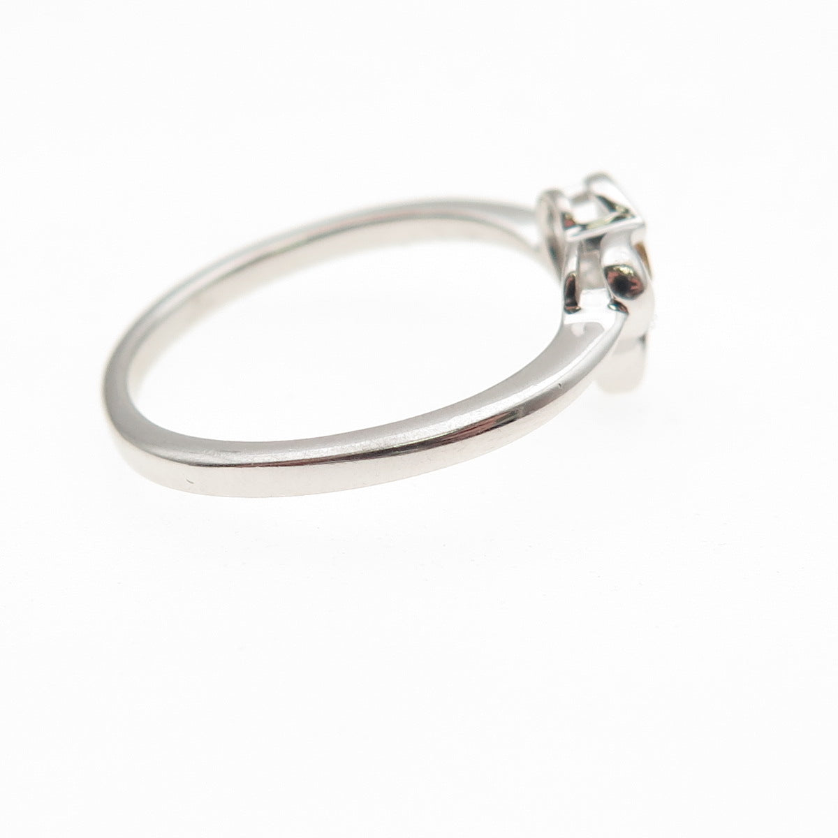 925 Sterling Silver Round-Cut Champagne C Z Heart Ring Size 6.75