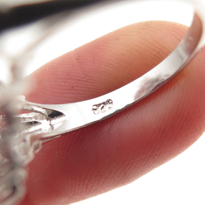 925 Sterling Silver Lab-Created Ruby & C Z Ring Size 6.75