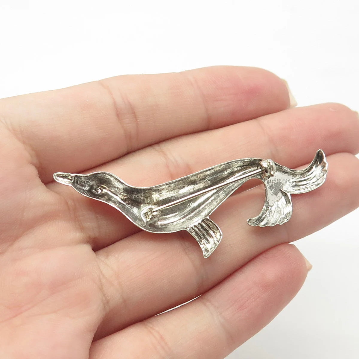 925 Sterling Silver Antique Art Deco Fur Seal Pin Brooch