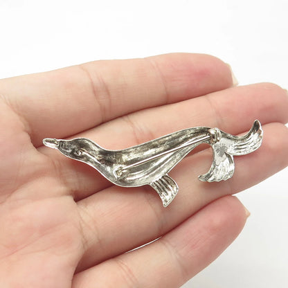 925 Sterling Silver Antique Art Deco Fur Seal Pin Brooch