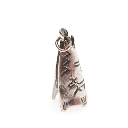 Old Pawn 925 Sterling Silver Vintage Indian Teepee Tribal 3D Mini Charm Pendant