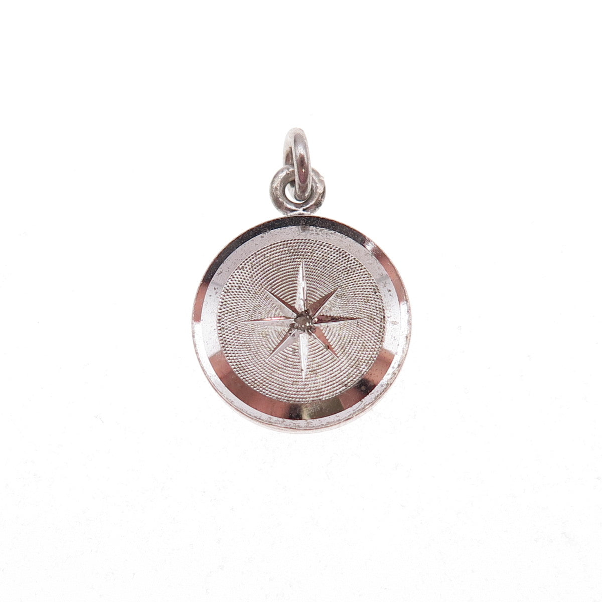 Lamode Sterling Silver Antique Art Deco Real Diamond North Star Charm Pendant
