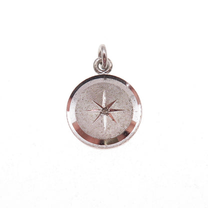 Lamode Sterling Silver Antique Art Deco Real Diamond North Star Charm Pendant