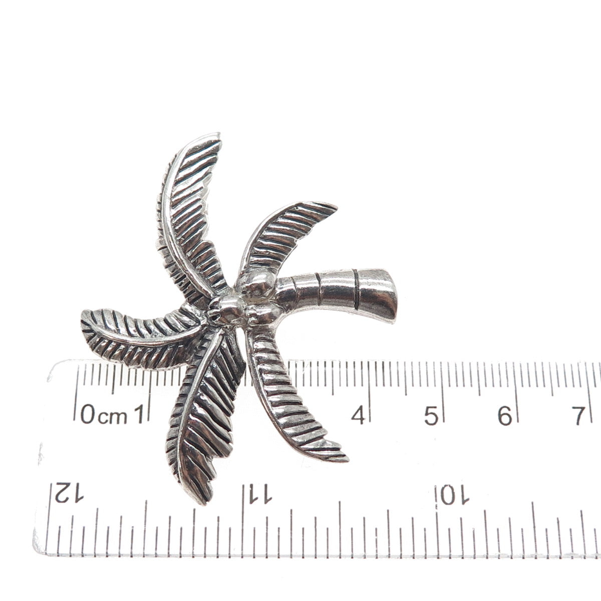 925 Sterling Silver Vintage Coconut Palm Tree Oxidized Pin Brooch