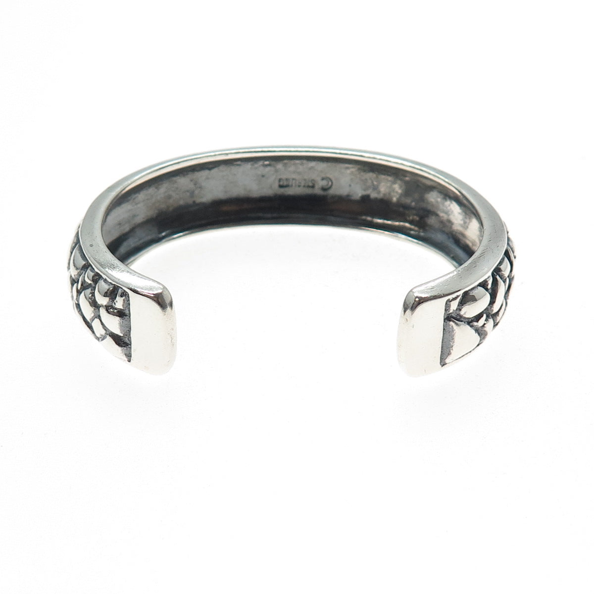 925 Sterling Silver Vintage Modernist Nugget Oxidized Adjustable Bracelet 6"