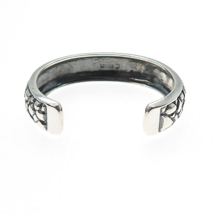 925 Sterling Silver Vintage Modernist Nugget Oxidized Adjustable Bracelet 6"