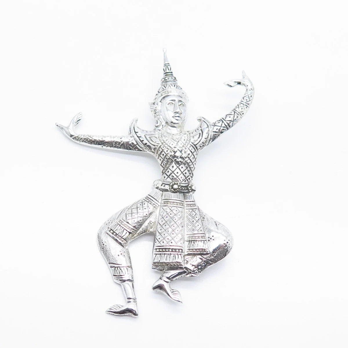 925 Sterling Silver Vintage Siam Hindu God Pin Brooch
