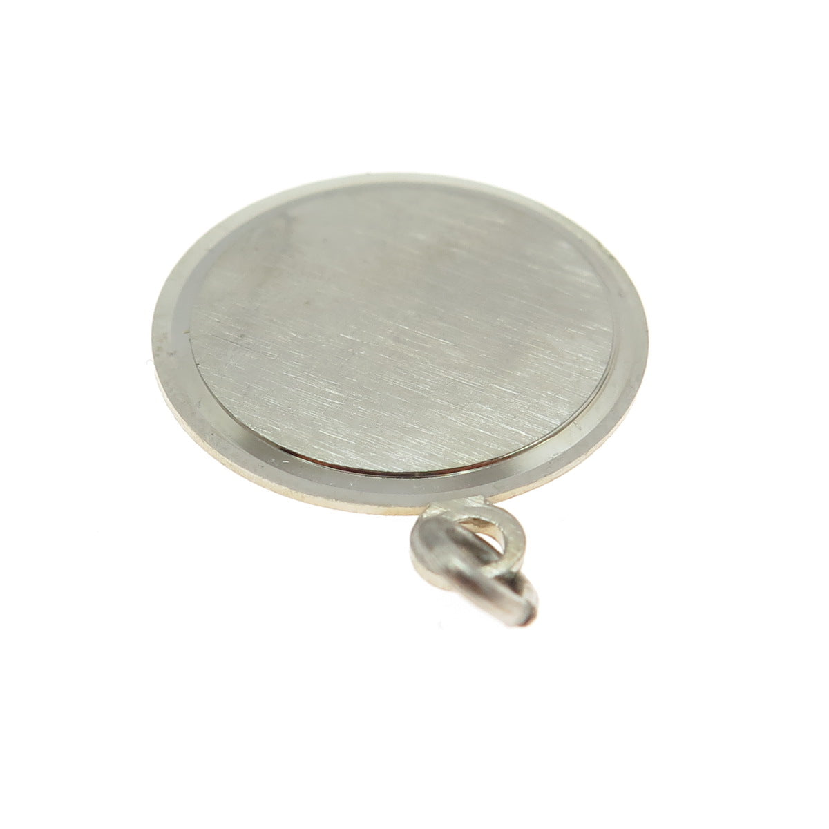 WELLS 925 Sterling Silver Vintage Engravable Round Tag Charm Pendant