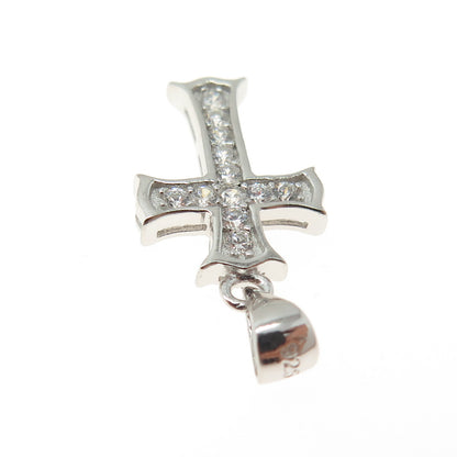 925 Sterling Silver Round-Cut Shaped C Z Cross Pendant