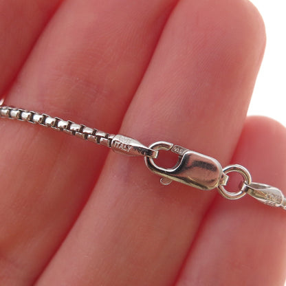 925 Sterling Silver Italy Round Box Chain Necklace 18"