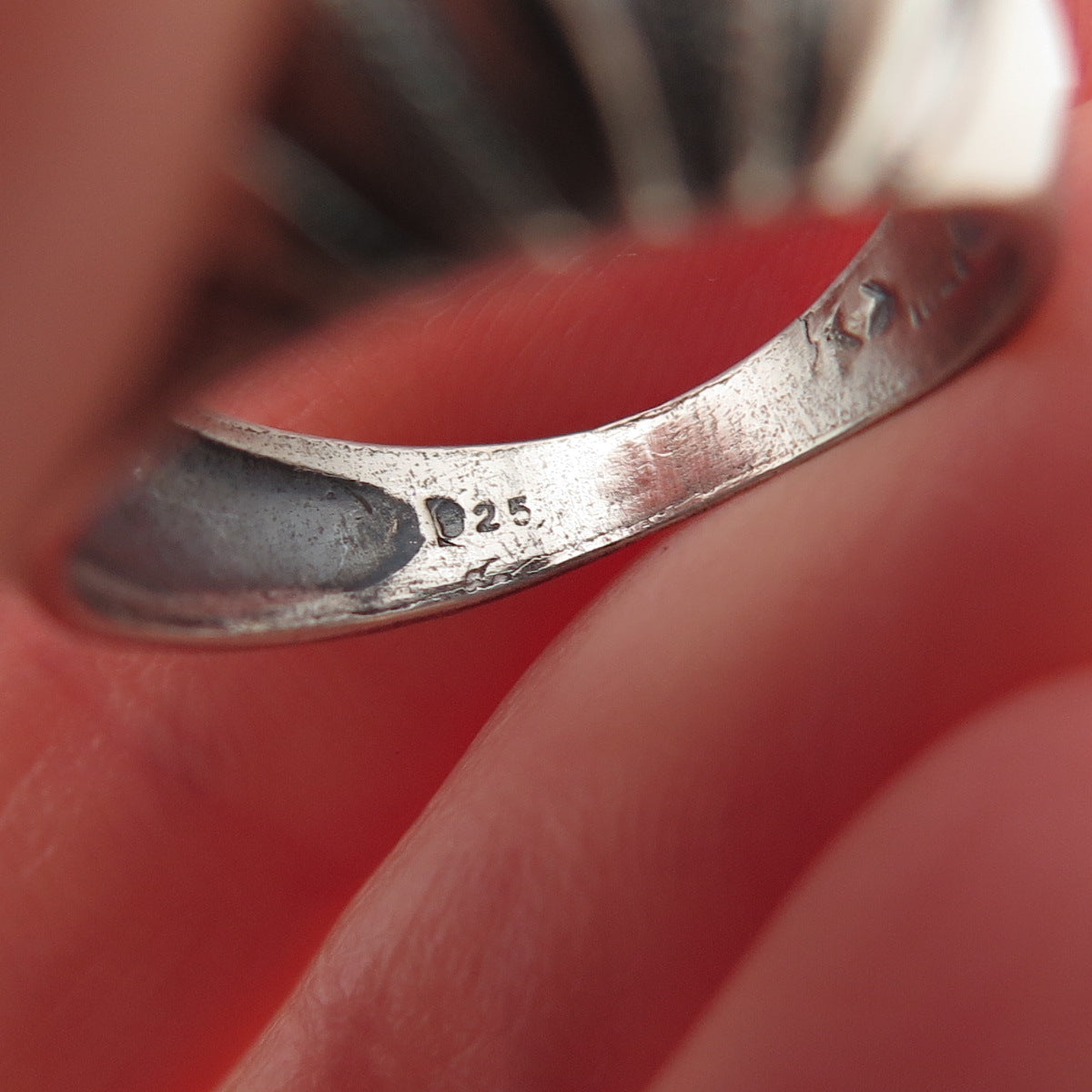 925 Sterling Silver Vintage Italy Modernist Oxidized Ring Size 5.25