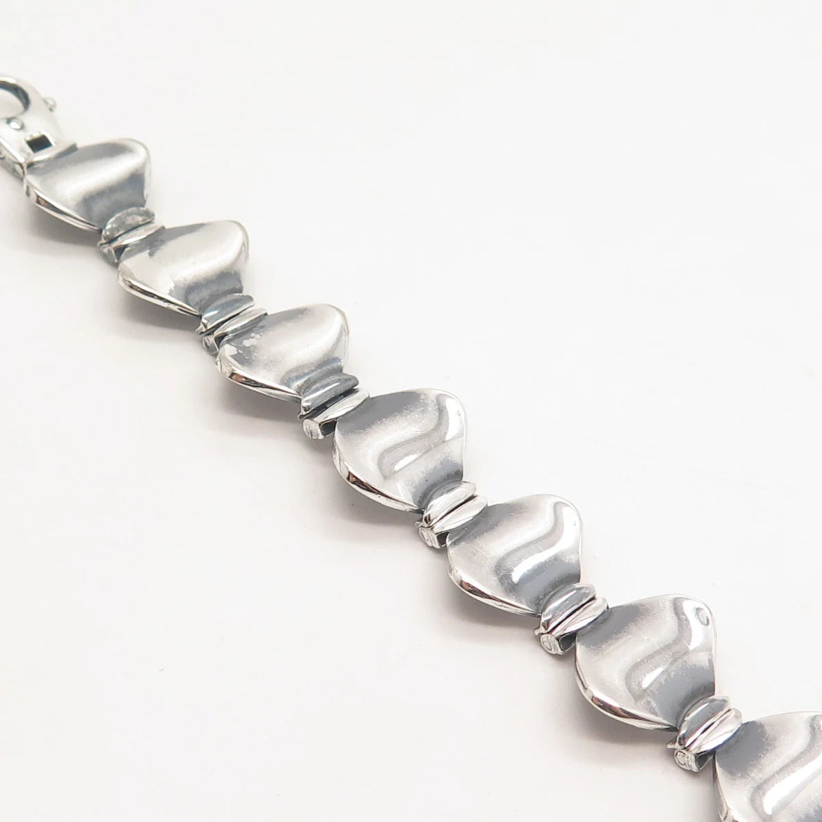 925 Sterling Silver Vintage Itaor Modernist Panel Link Bracelet 7.5"