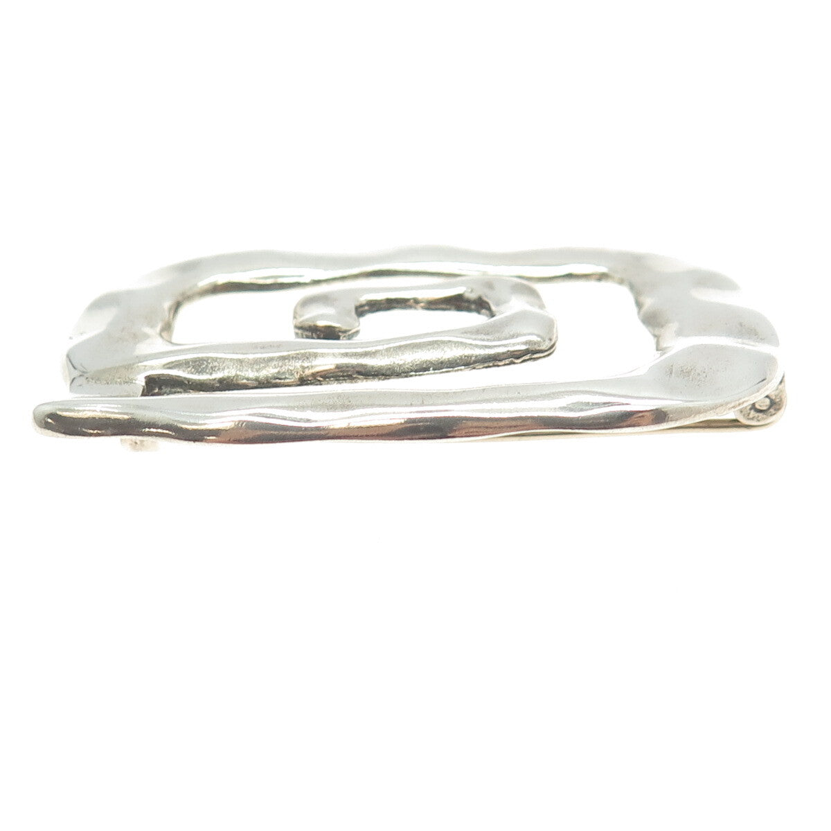 925 Sterling Silver Vintage Hammered Spiral Modernist Pin Brooch