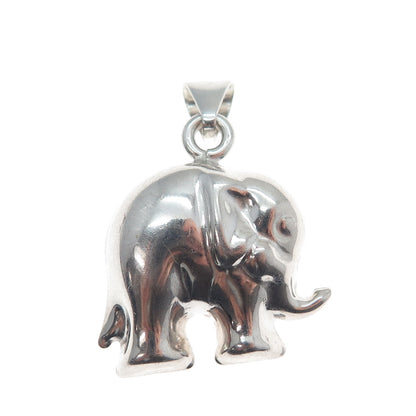 925 Sterling Silver Vintage Italy Elephant For Good Luck 3D Pendant