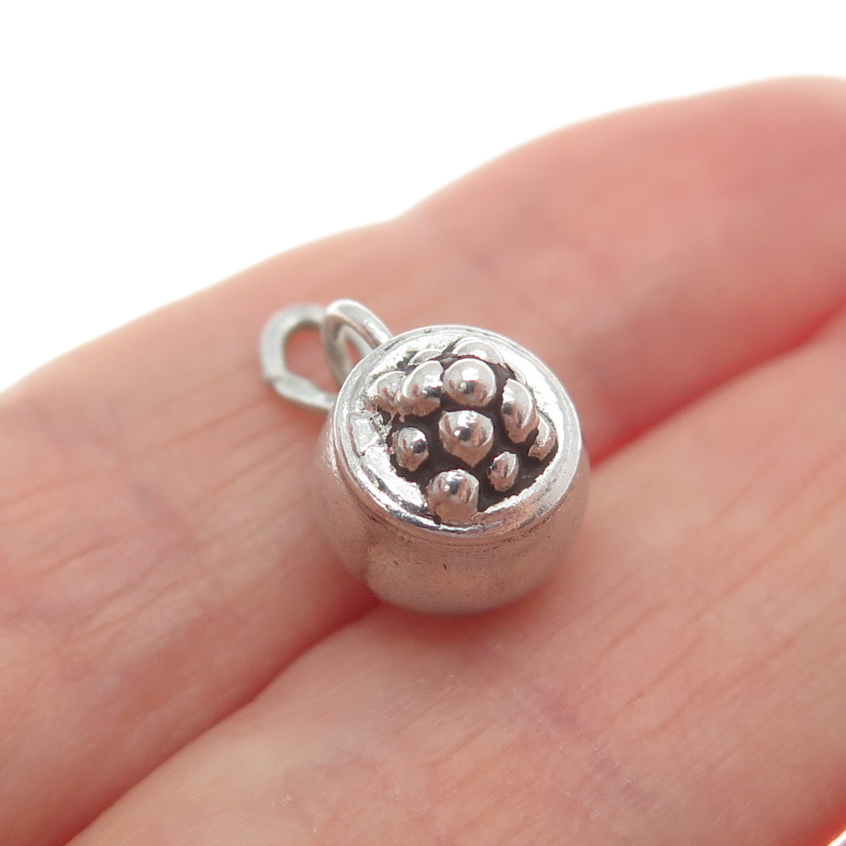 925 Sterling Silver Vintage Fruit Cup Minimalist 3D Charm Pendant