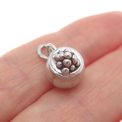 925 Sterling Silver Vintage Fruit Cup Minimalist 3D Charm Pendant
